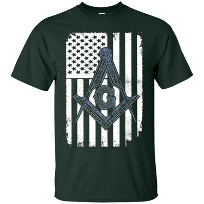 Freemason Usa Flag Logo Freemasonry America T-shirt Forest Green