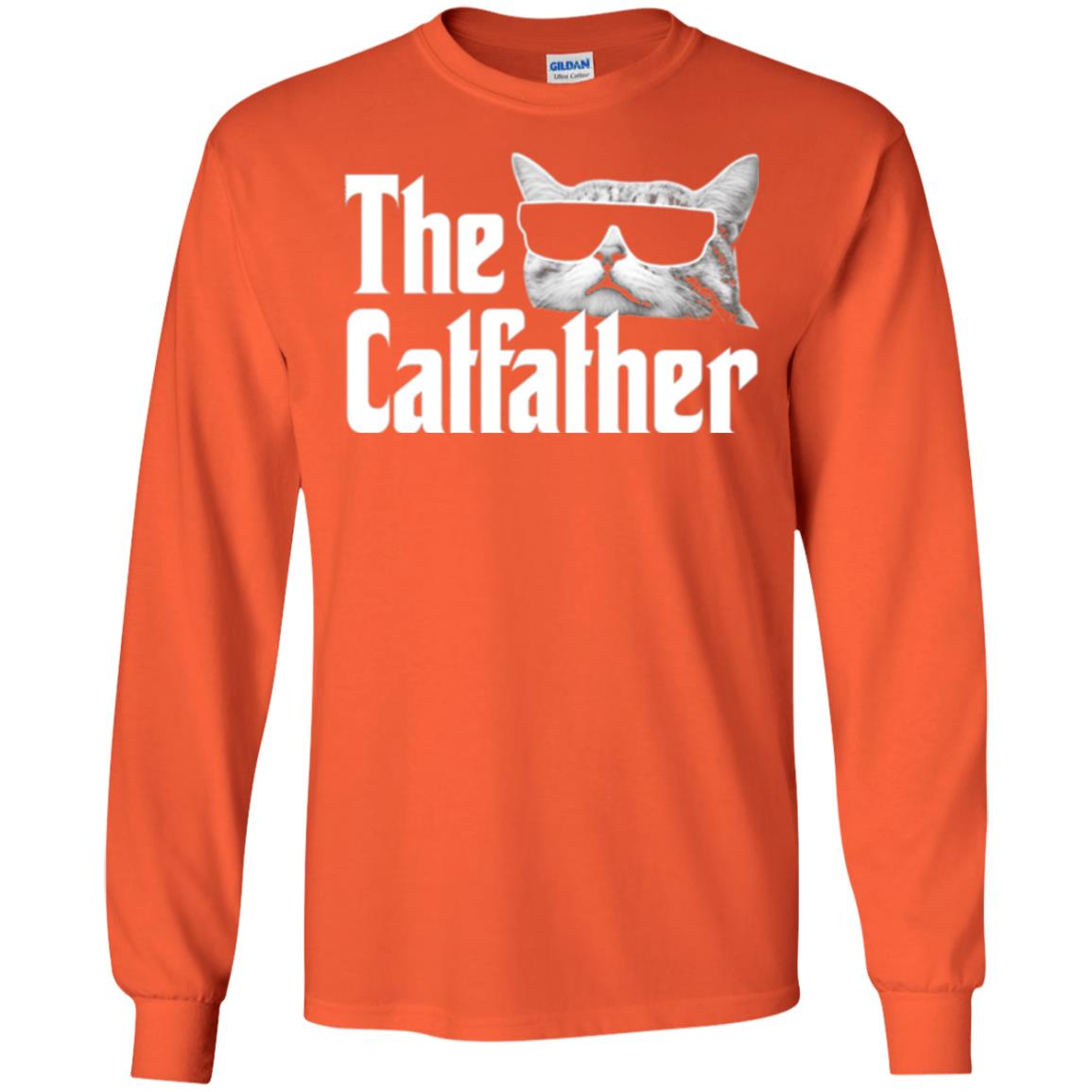 Funny Gift Shirt For Cat Daddy The Catfather T-shirt Orange