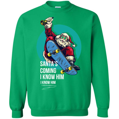 Christmas T-shirt Santa's Coming I Know Him Irish Green