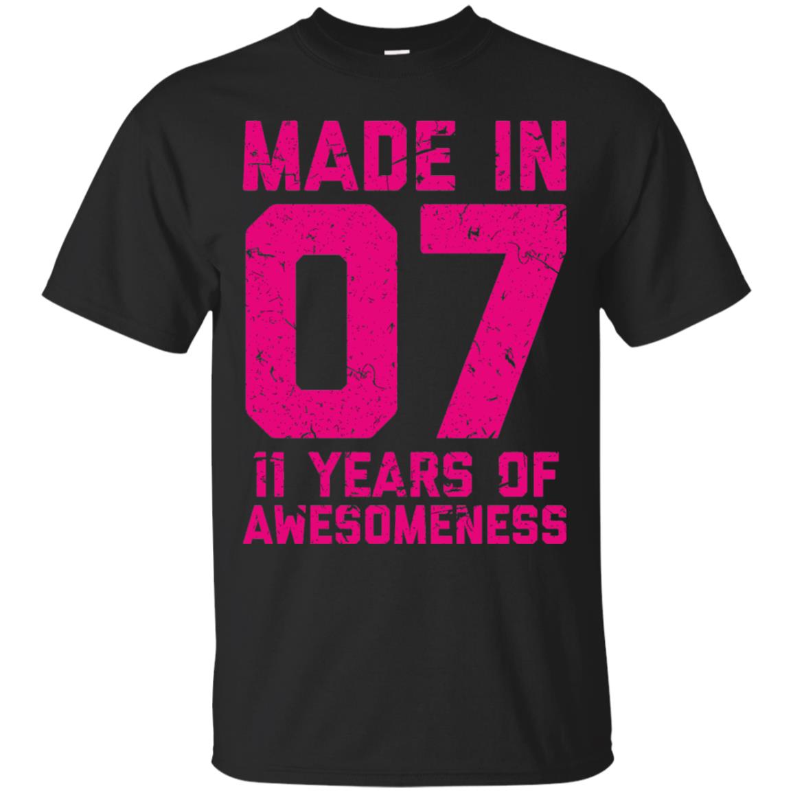 Made In 07 Age 11 Eleven Years Of Awesomeness T-shirt Black