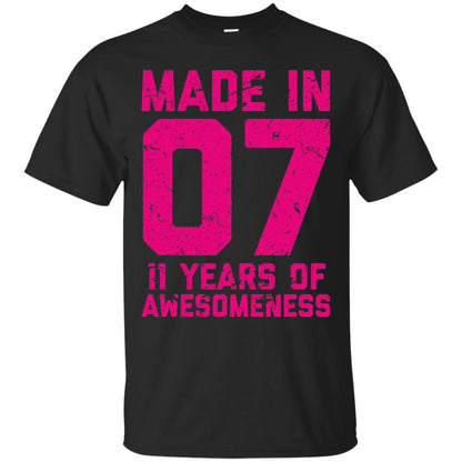 Made In 07 Age 11 Eleven Years Of Awesomeness T-shirt Black