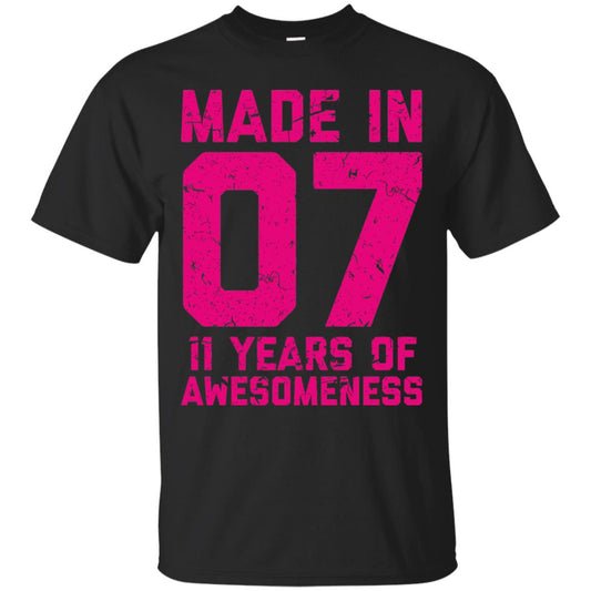 Made In 07 Age 11 Eleven Years Of Awesomeness T-shirt Black