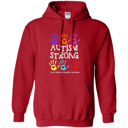 Autism Awareness T-shirt Autism Strong Love Support Educate Advocate Red