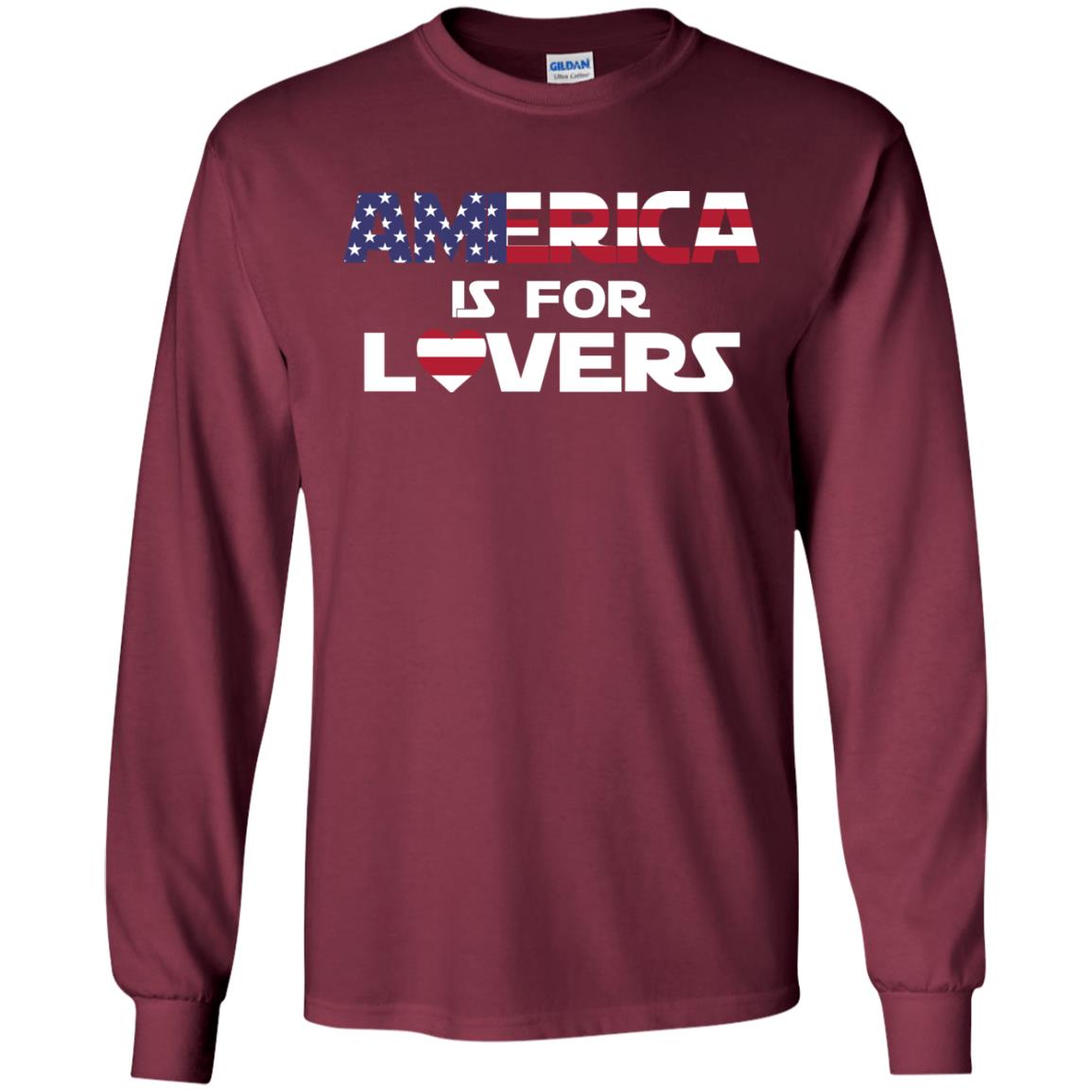 America Is For Lovers Flag Of United States Shirt Maroon