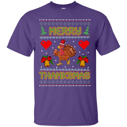 Merry Thanksmas Turkey Thanksgiving Gift Shirt For Mens Or Womens Purple