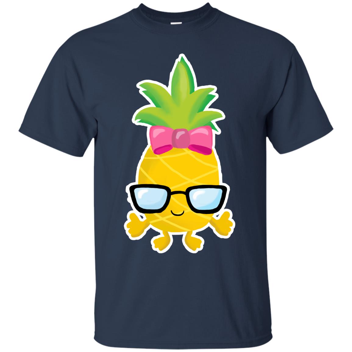 Funny Pineapple With Glasses For Girls Womens Shirt Navy