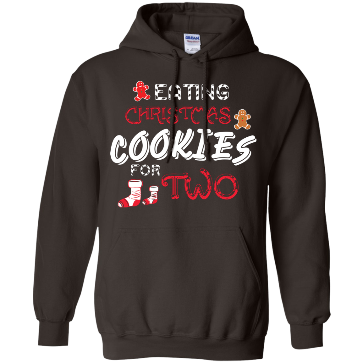 Christmas T-shirt Eating Christmas Cookies For Two Dark Chocolate