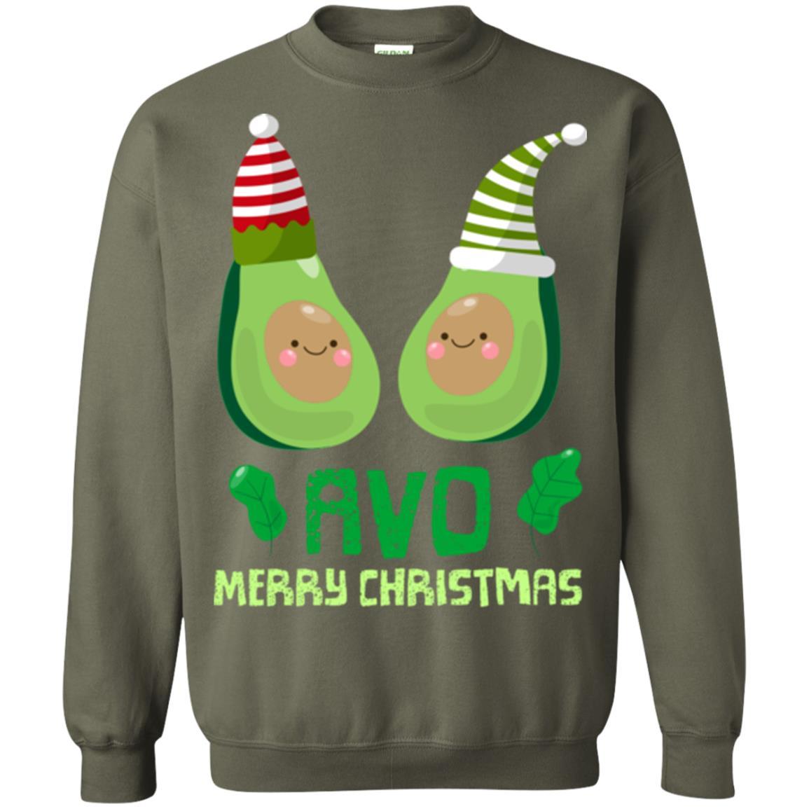 Avocado Merry Christmas T-shirt Military Green