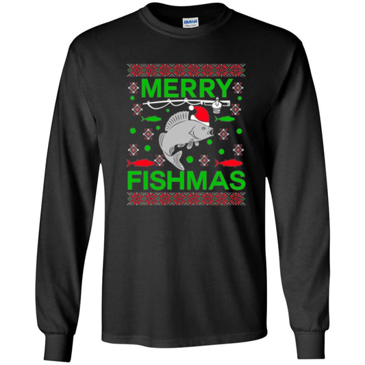 Christmas T-shirt Merry Fishmas Merry Christmas Fisherman Black