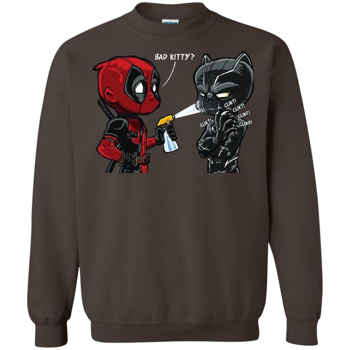 Deadpool Black Panther Bad Kitty Film Lover T-shirt Dark Chocolate