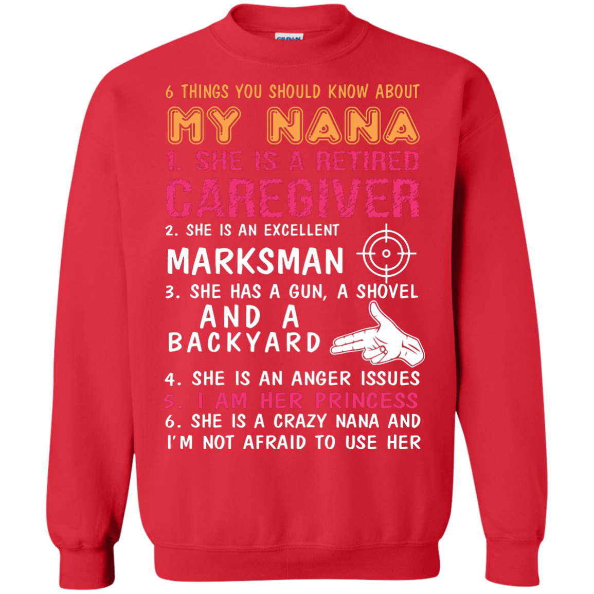 Family T-Shirt 6 Things You Should Know About My Nana Red