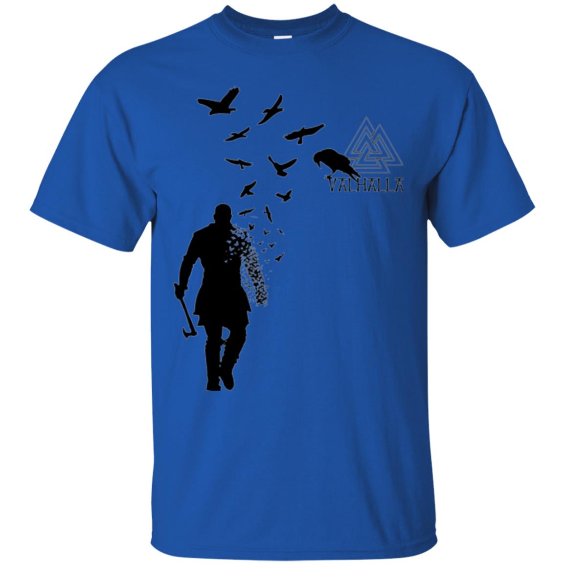 Vikings Axe Ragnar Lothbrok Flock Of Ravens Valhalla Symbol T-shirt Royal