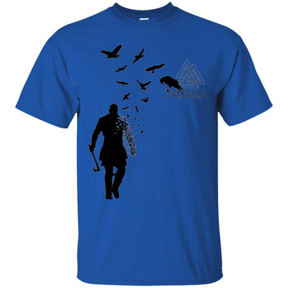 Vikings Axe Ragnar Lothbrok Flock Of Ravens Valhalla Symbol T-shirt Royal