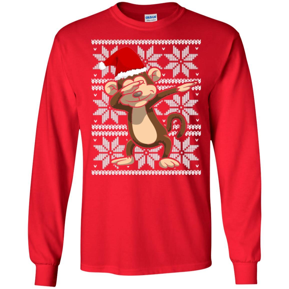 Christmas T-shirt Dabbing Monkey Red
