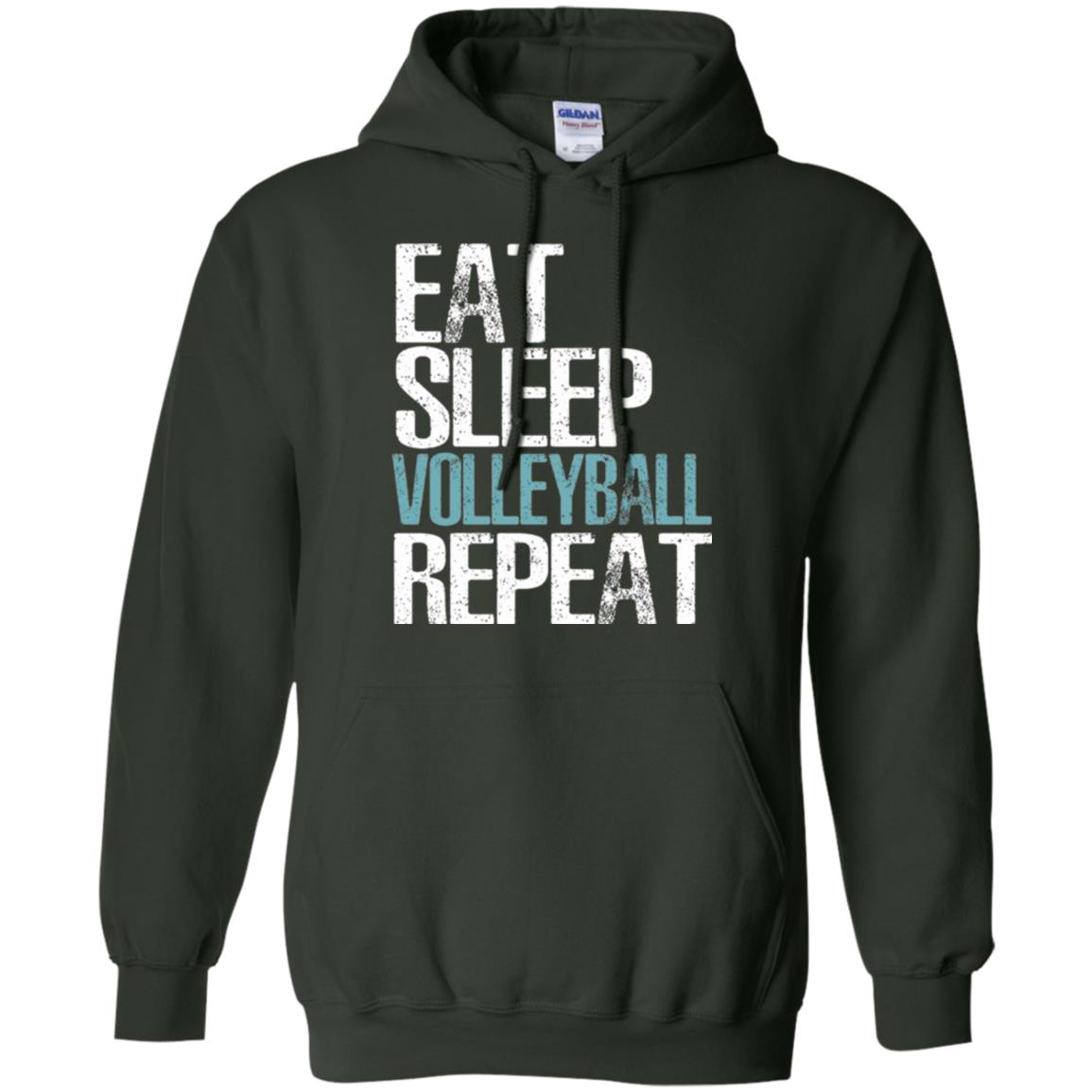 Volleyball T-shirt Eat Sleep Volleyball Repeat Forest Green
