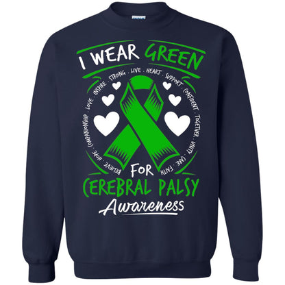 Cerebral Palsy Awareness T-shirt I Wear Green Navy