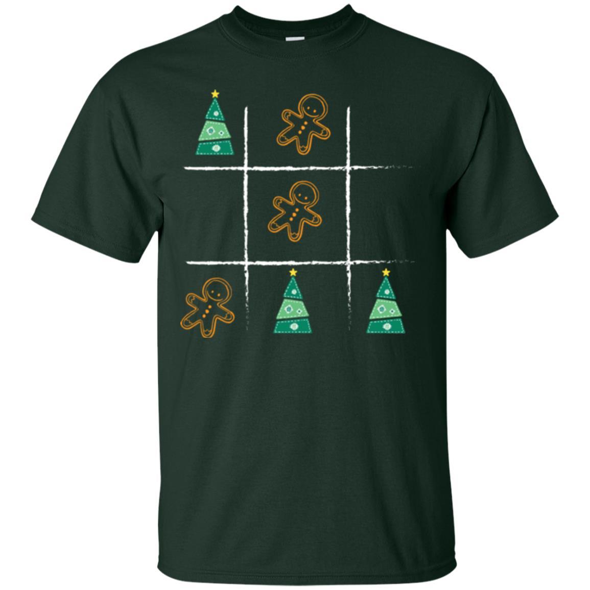 Christmas T-shirt Tic Tac Toe Board Game Forest Green