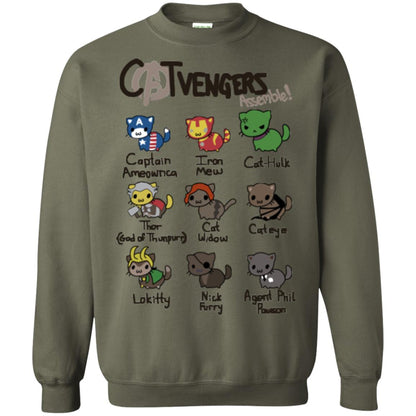 Catvengers Cat Lover Shirt Military Green
