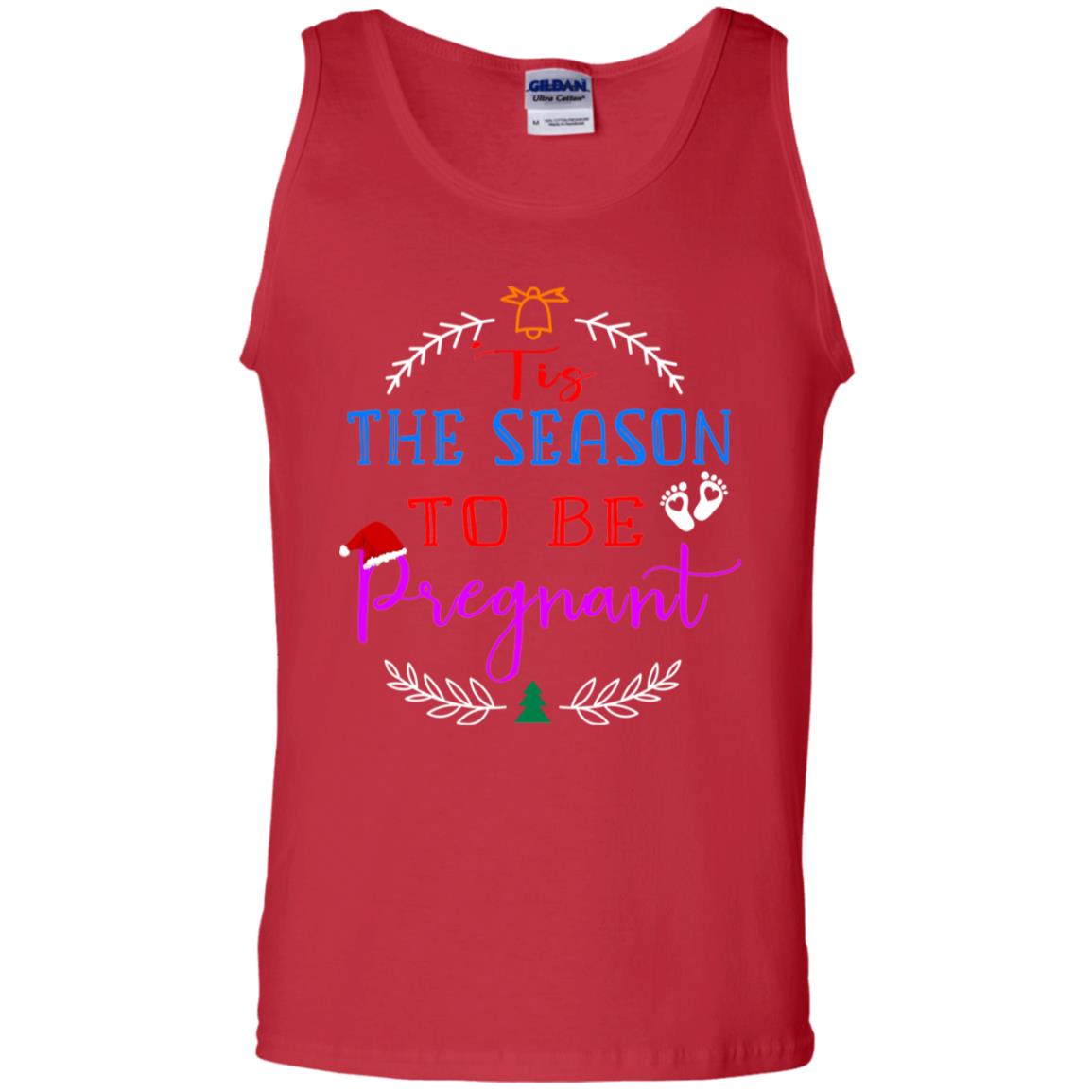 Tis Season To Be Pregnant Pregnancy Announcement Gift Shirt Red