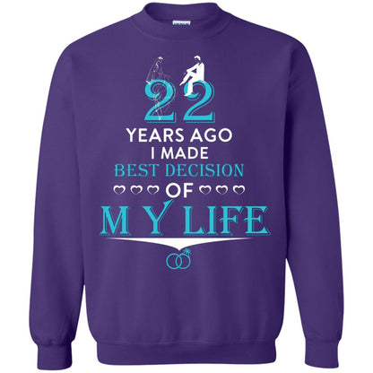 Marriage T-shirt 22 Years Ago I Made Best Decision Of My Life Purple
