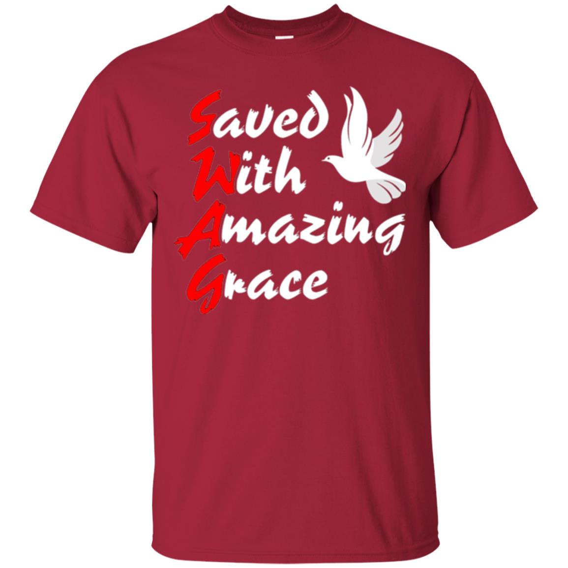 Swag T-shirt Saved With Amazing Grace Cardinal