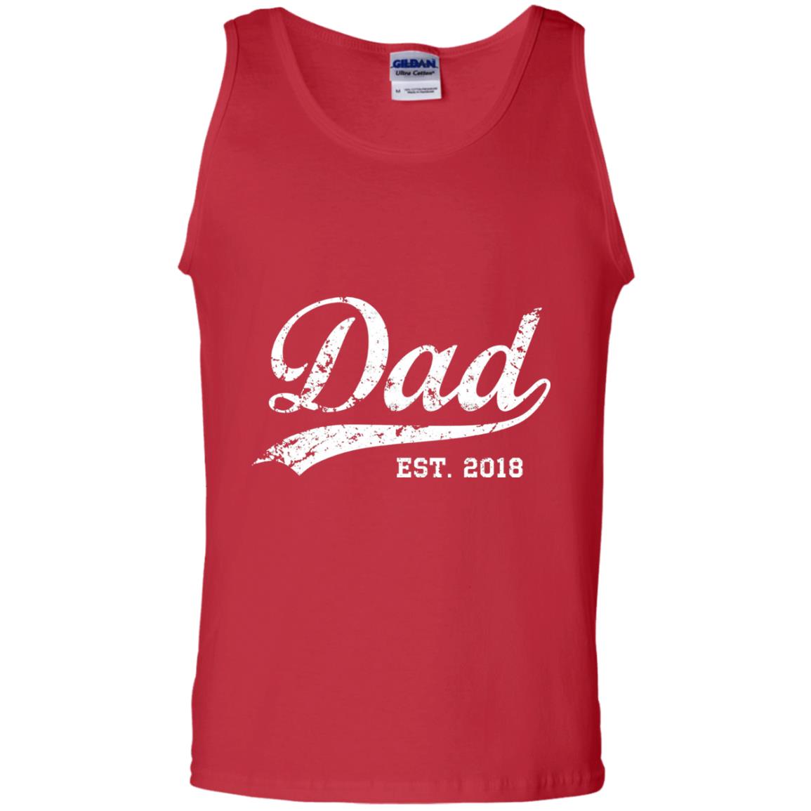 Dad Est. 2018 Vintage New Dad Daddy T-shirt Red