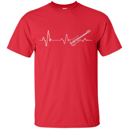 Bass Guitar Lovers T-shirt Heartbeat Red