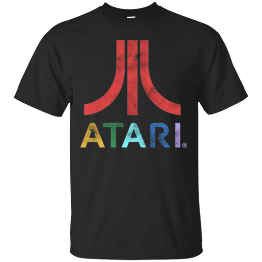 Colorful Retro Atari Gaming Logo T-shirt Black