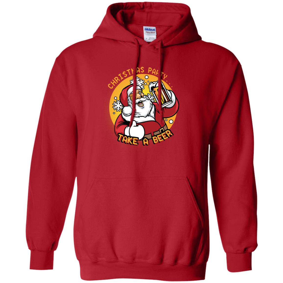 Christmas Party Take A Beer Santa X-mas Gift Shirt Red