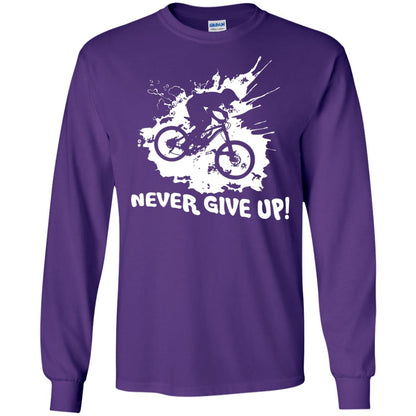Biker T-shirt Never Give Up Purple