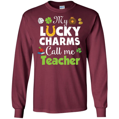 My Lucky Charms Call Me Teacher St Patricks Day T-shirt Maroon