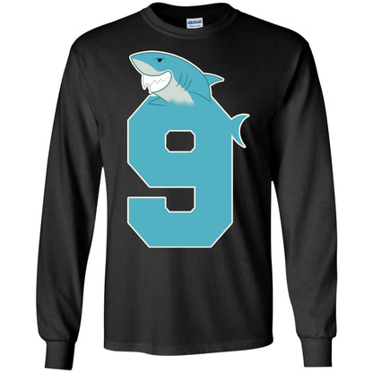9th Birthday Shark Party Shirt Black