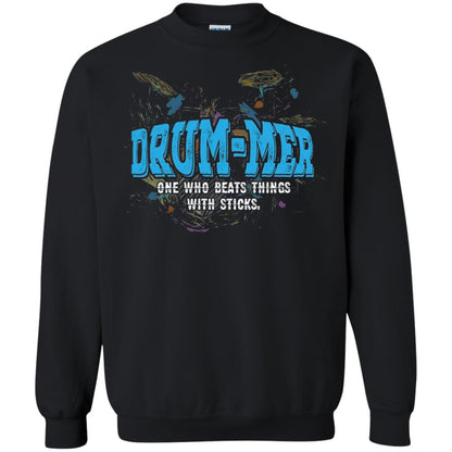 Drummer Definition T-shirt Drummer One Who Beats Things With Stick Black