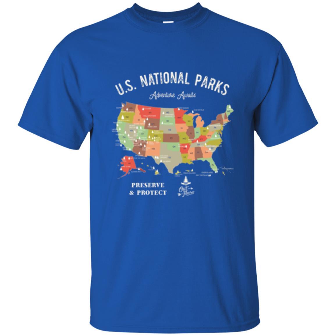 Hiking Camping T-shirt National Park Map Vintage T-shirt Royal