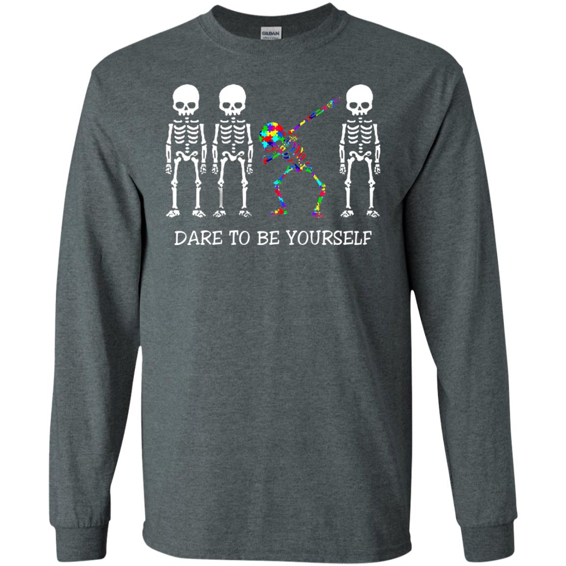 Dare To Be Yourself Autism Awareness T-shirt Dark Heather