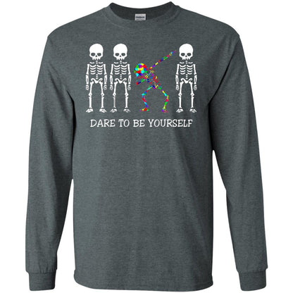 Dare To Be Yourself Autism Awareness T-shirt Dark Heather