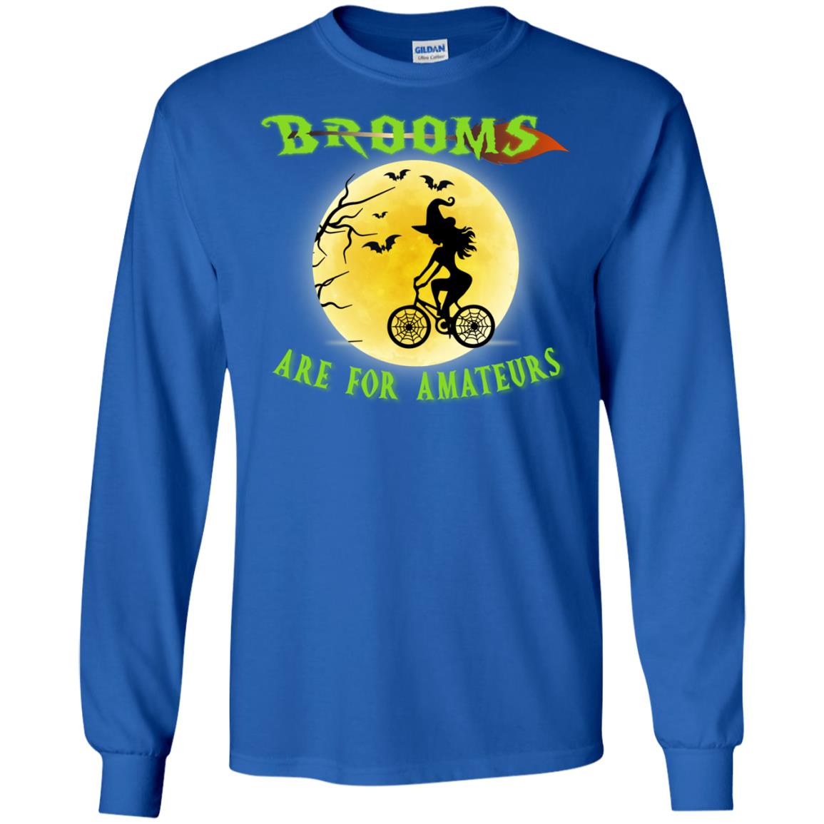 Brooms Are For Amateurs Witches Ride A Bicycle Funny Halloween Shirt Royal