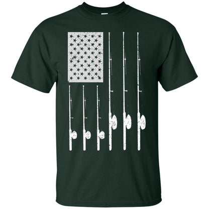 Patriotic Fishing With American Usa Flag Fisherman T-shirt Forest