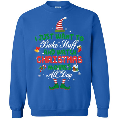Christmas T-shirt I Just Want To Bake Stuff And Watch Christmas Movies Royal