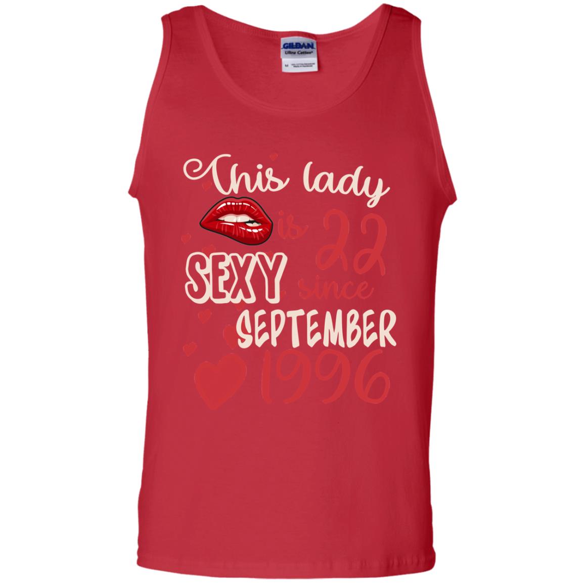 This Lady Is 22 Sexy Since September 1996 22nd Birthday Shirt For September Womens Red
