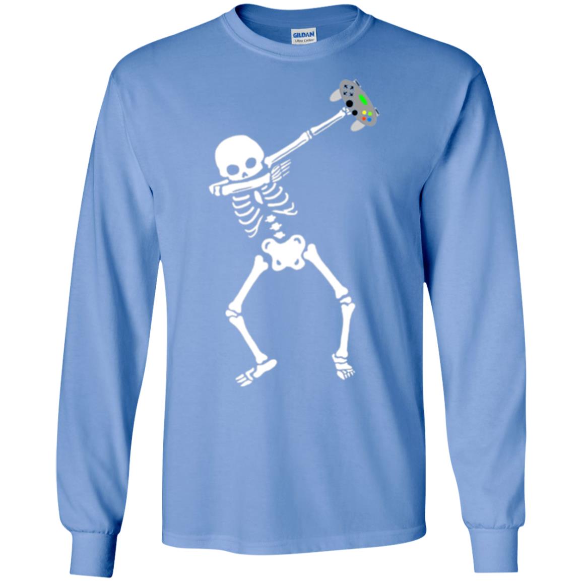 Gamer T-shirt Dabbing Skeleton Carolina Blue