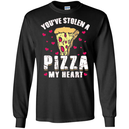 Funny Valentines Day Shirt Food Gift You_ve Stolen Pizza My Heart Black