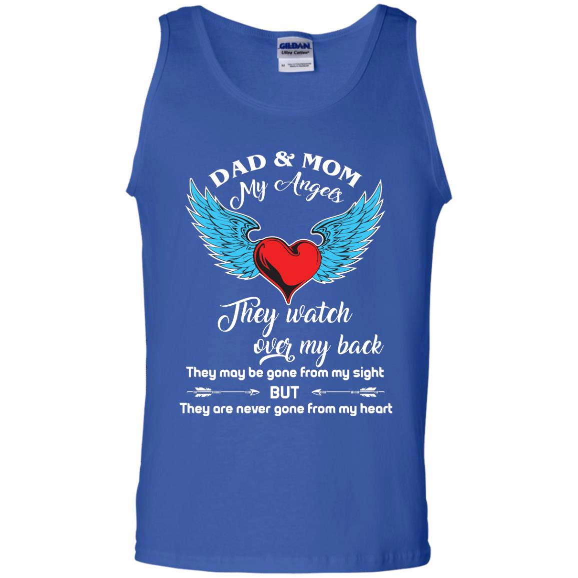 Dad And Mom My Angels They Watch Over My Back Family T-shirt Royal