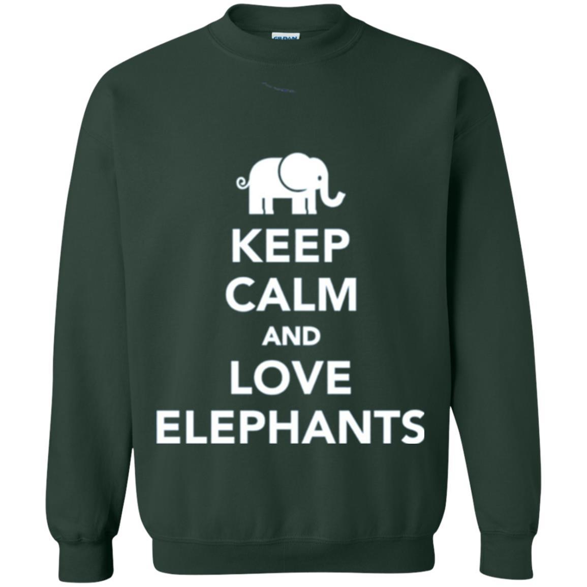 Elephant Lover T-shirt Keep Calm And Love Elephants T-shirt Forest Green