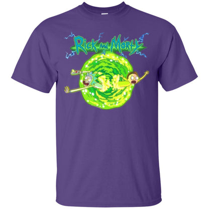 Rick Morty T-shirt Portal Glow Lightning Logo Purple