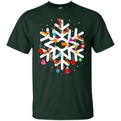 Winter Snow Flower Decorating Bauble And Dachshund X-mas Gift Shirt Forest