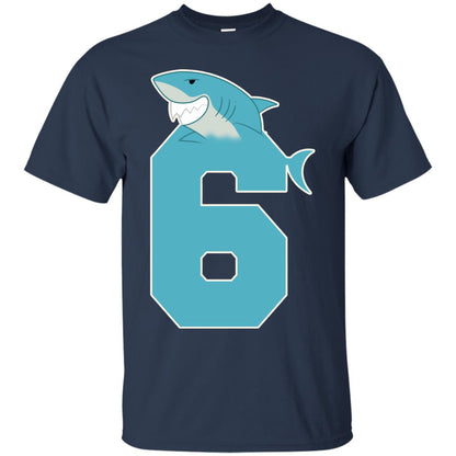 6th Birthday Shark Party Shirt Navy