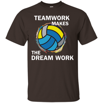 Volleyball T-shirt TeamWork Makes The Dream Work Dark Chocolate