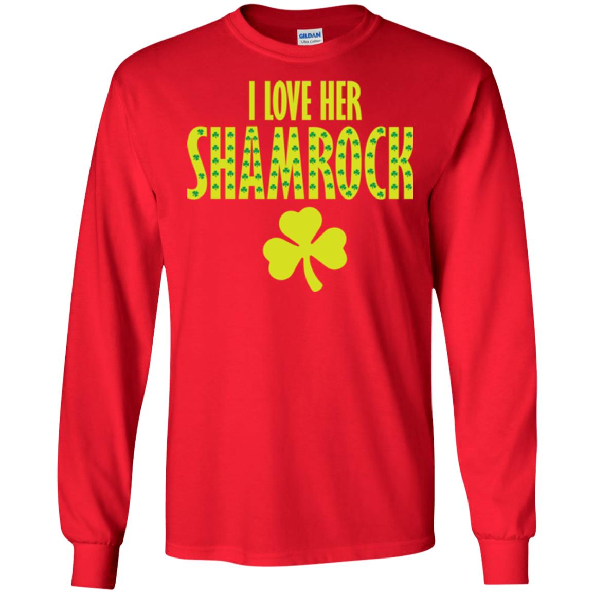 St. Patrick's Day T-shirt I Love Her Shamrock Red