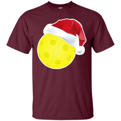 Pickleball With Santa Claus Hat X-mas Shirt For Pickleball Lovers Maroon